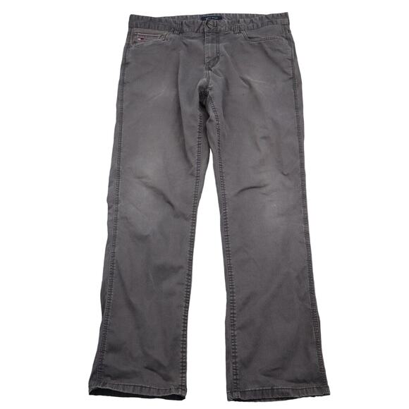 Tommy Hilfiger Pants Mens 36 Gray Straight Mid Rise Button Zip Pocket Stretch - Picture 1 of 16
